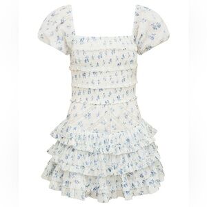 Love Shack Fancy Fellows Floral Mini dress. Size XS. Color Ashen Blue